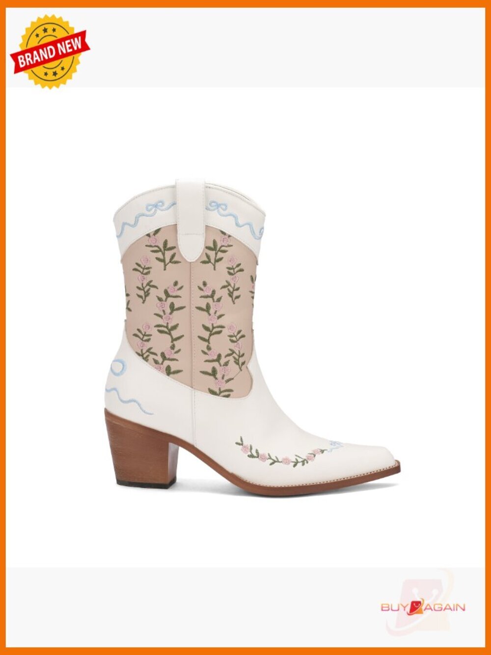 Western Cowgirl Boots Mid-Calf Chunky Heel Square Toe Fashion Country Boots - Picture 7 of 7